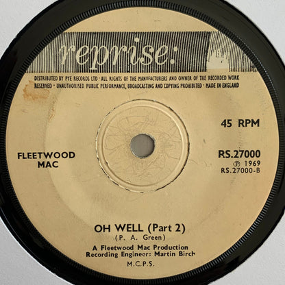 Fleetwood Mac : Oh Well (Parts 1 & 2) (7", Single, Sol)