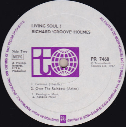 Richard "Groove" Holmes : Living Soul (LP, Album, Mono)