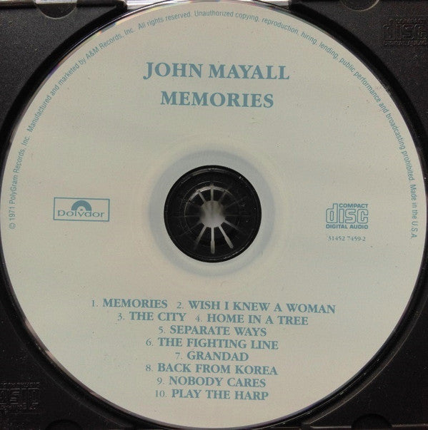 John Mayall / Jerry McGee / Larry Taylor : Memories (CD, Album, RE)