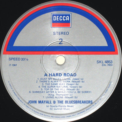 John Mayall & The Bluesbreakers : A Hard Road (LP, Album, RE)