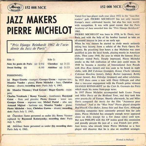 Pierre Michelot : Jazz Makers (7", EP)