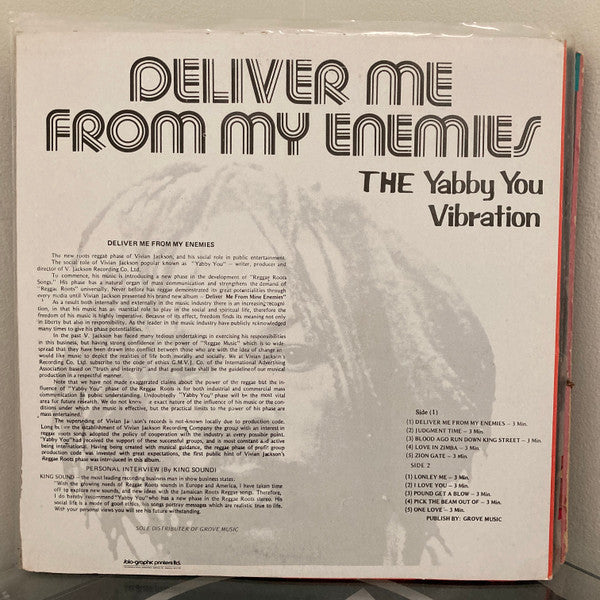 Yabby You : Deliver Me From My Enemies (LP, Album, RE)