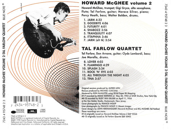 Howard McGhee - The Tal Farlow Quartet : Howard McGhee Volume 2 - Tal Farlow Quartet (CD, Comp, Mono, Ltd)