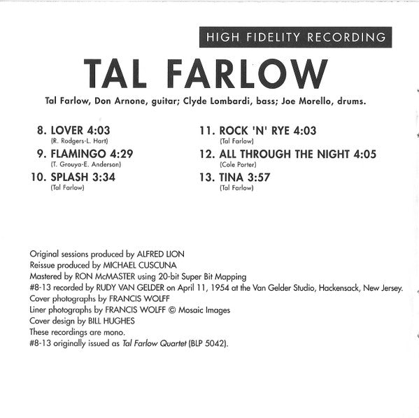 Howard McGhee - The Tal Farlow Quartet : Howard McGhee Volume 2 - Tal Farlow Quartet (CD, Comp, Mono, Ltd)