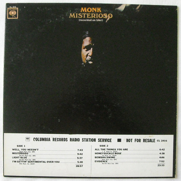 Thelonious Monk : Misterioso (LP, Album, Mono, Promo)