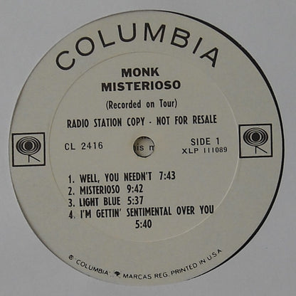 Thelonious Monk : Misterioso (LP, Album, Mono, Promo)