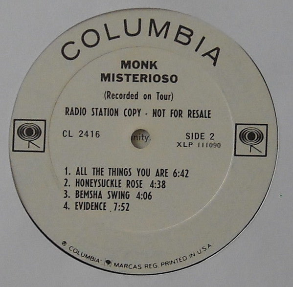Thelonious Monk : Misterioso (LP, Album, Mono, Promo)