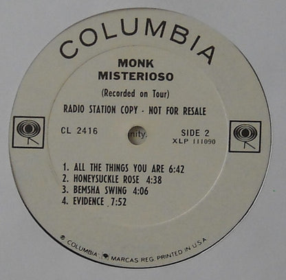 Thelonious Monk : Misterioso (LP, Album, Mono, Promo)