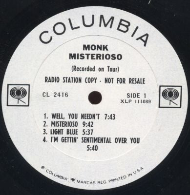 Thelonious Monk : Misterioso (LP, Album, Mono, Promo)