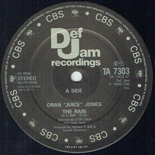 Oran 'Juice' Jones : The Rain (12", Single, Com)