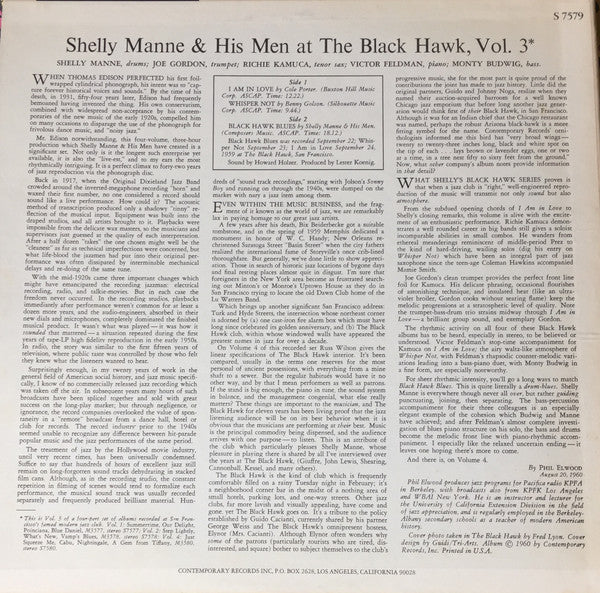 Shelly Manne & His Men : At The Black Hawk, Vol. 3 (LP, Album, RE)