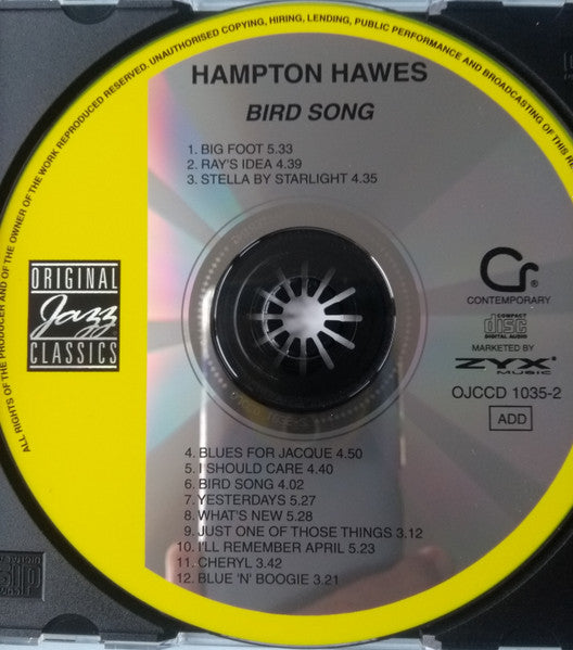Hampton Hawes : Bird Song (CD, Album)