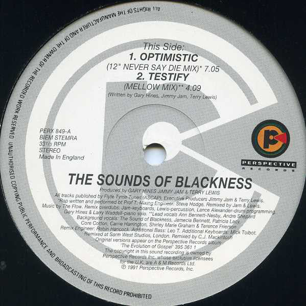 Sounds Of Blackness : Optimistic / Testify (Remixes) (12")