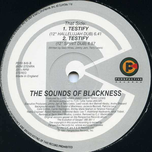 Sounds Of Blackness : Optimistic / Testify (Remixes) (12")