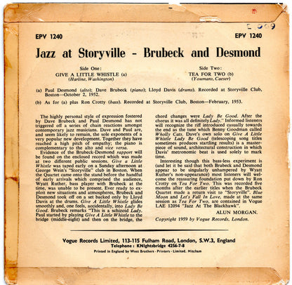 Dave Brubeck, Paul Desmond : Jazz At Storyville (7", EP)