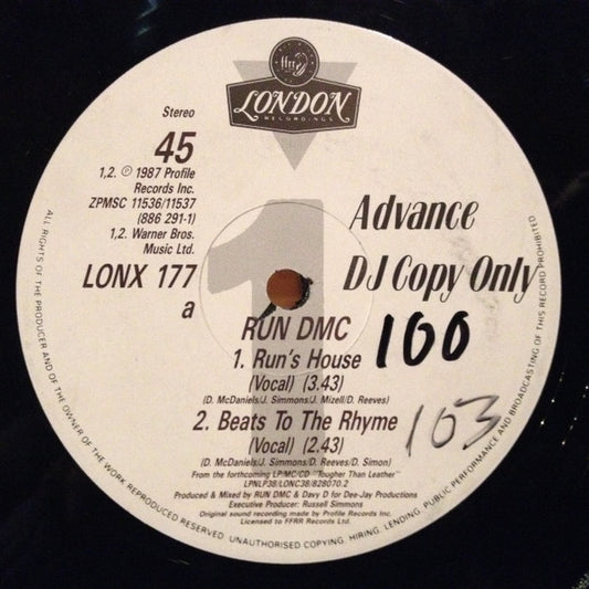 Run-DMC : Run's House (12", Single, Promo)