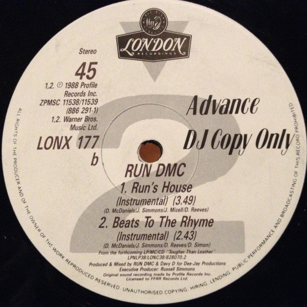 Run-DMC : Run's House (12", Single, Promo)