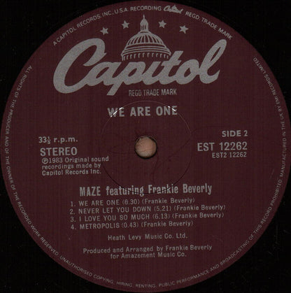Maze Featuring Frankie Beverly : We Are One (LP, Album)