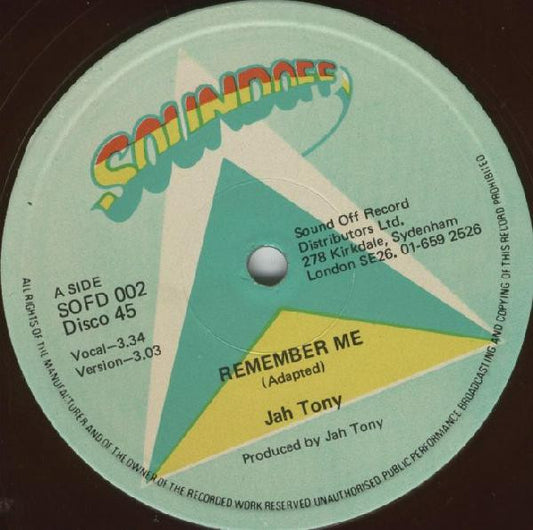 Jah Tony / Eric "Fish" Clarke : Remember Me / Nice In Jamaica (12")