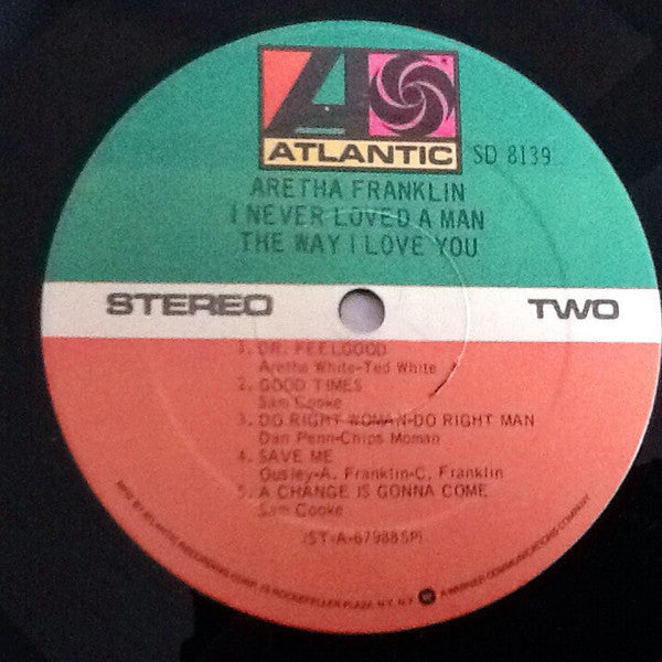Aretha Franklin : I Never Loved A Man The Way I Love You (LP, Album, RE, SP )