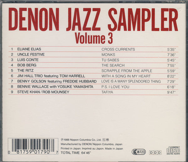 Various : Denon Jazz Sampler Volume 3 (CD, Comp, Smplr)