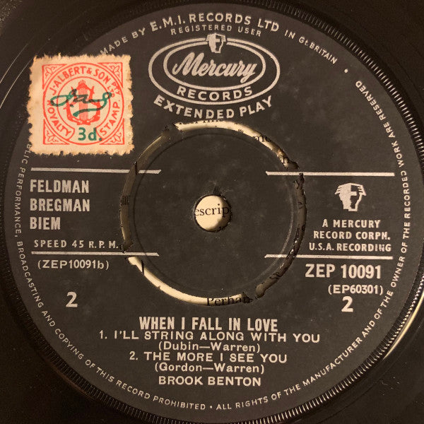 Brook Benton : When I Fall In Love (7", EP, Mono)