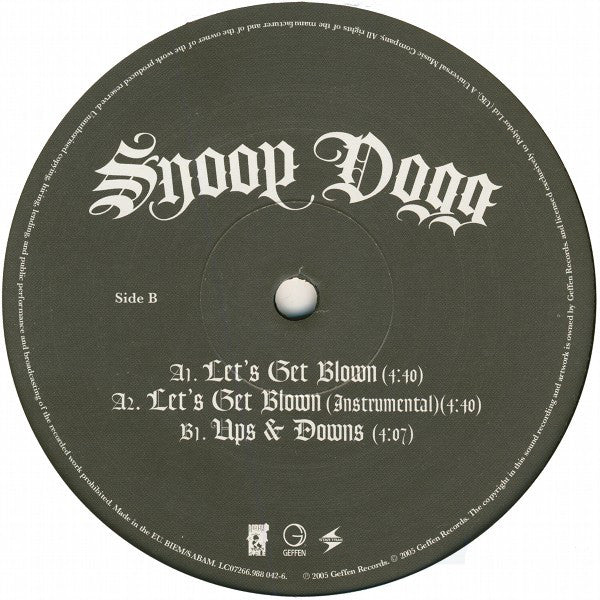 Snoop Dogg Featuring Pharrell Williams : Let's Get Blown (12")