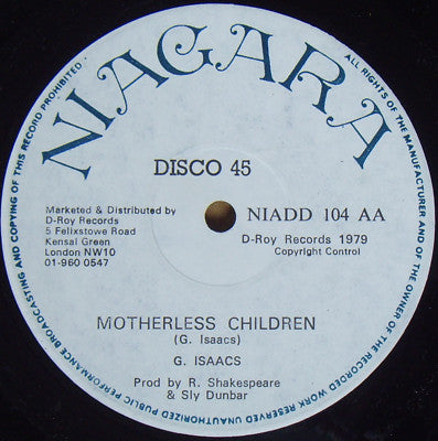 Gregory Isaacs : Going Down Town / Motherless Children (12")