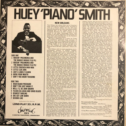 Huey "Piano" Smith & His Clowns : Rockin' Pneumonia And The Boogie Woogie Flu (LP, Comp, Mono)