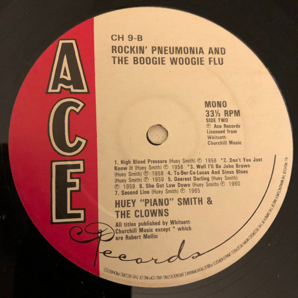 Huey "Piano" Smith & His Clowns : Rockin' Pneumonia And The Boogie Woogie Flu (LP, Comp, Mono)