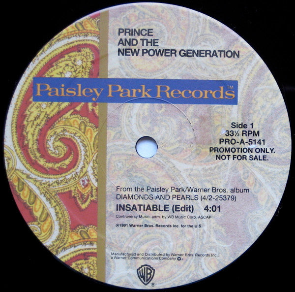 Prince And The New Power Generation : Insatiable (12", Single, Promo)