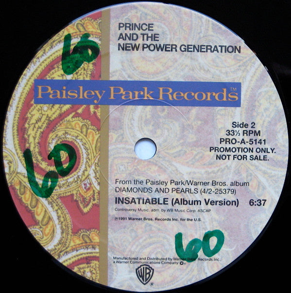 Prince And The New Power Generation : Insatiable (12", Single, Promo)