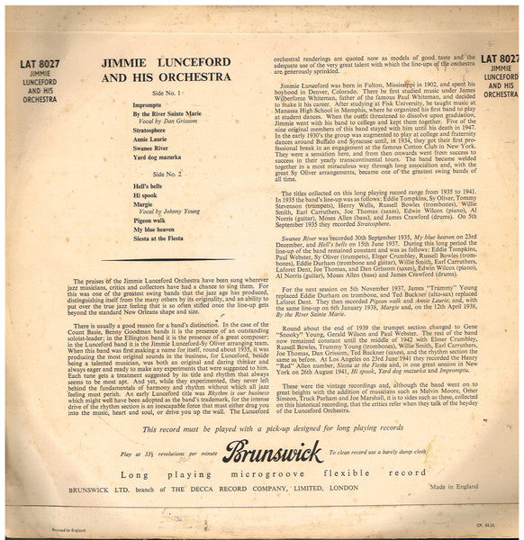 Jimmie Lunceford And His Orchestra : Jimmy Lunceford And His Orchestra (LP, Album)