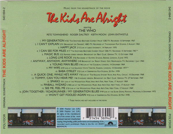 The Who : The Kids Are Alright (CD, Album, RE, RM, RP)