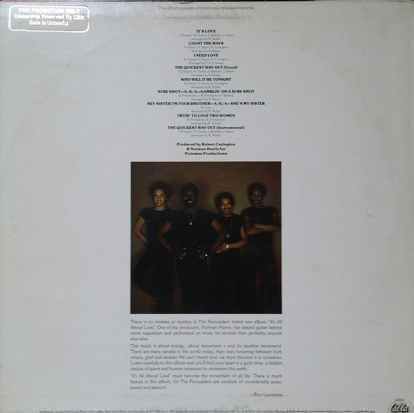 The Persuaders : It's All About Love (LP, Album, Promo)