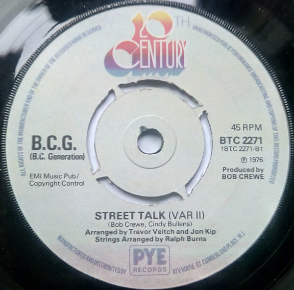 The Bob Crewe Generation : Street Talk (7", Single, 4 P)