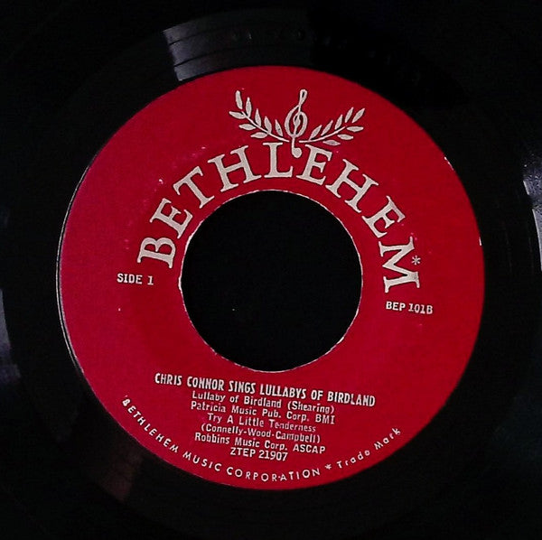 Chris Connor : Sings Lullabys Of Birdland (7", EP, Styrene)