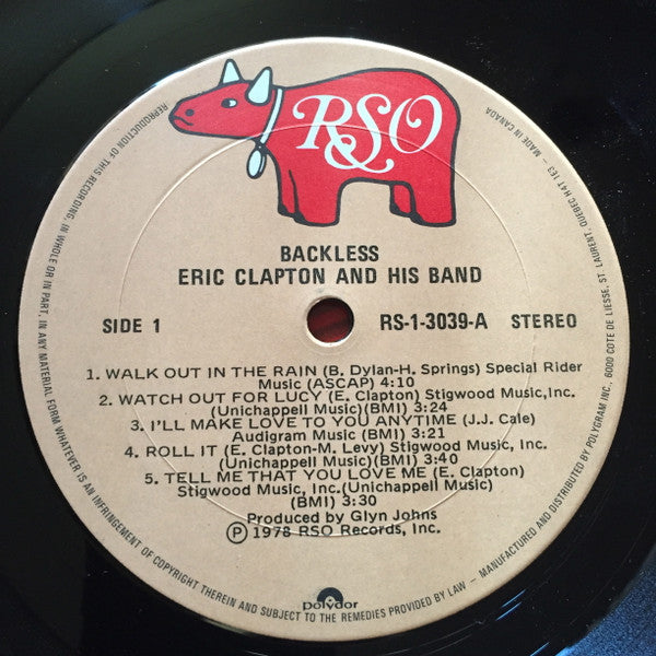 Eric Clapton : Backless (LP, Album, Gat)
