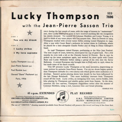 Lucky Thompson With The Jean-Pierre Sasson Trio : You Are My Dream (7", EP)