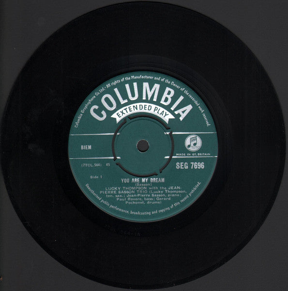 Lucky Thompson With The Jean-Pierre Sasson Trio : You Are My Dream (7", EP)