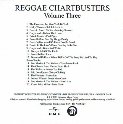 Various : Reggae Chartbusters (Volume Three) (CDr, Album, Comp, Promo, RE, RM)