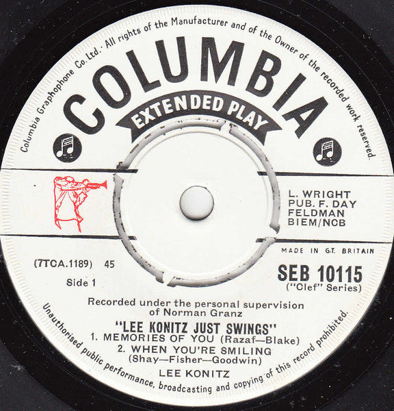 Lee Konitz : Lee Konitz Just Swings (7", EP)