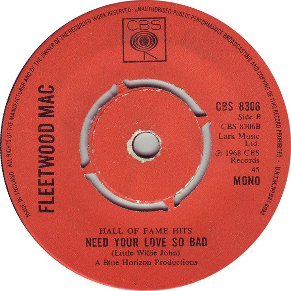 Fleetwood Mac : Albatross / Need Your Love So Bad (7", Single, Mono, 4-p)