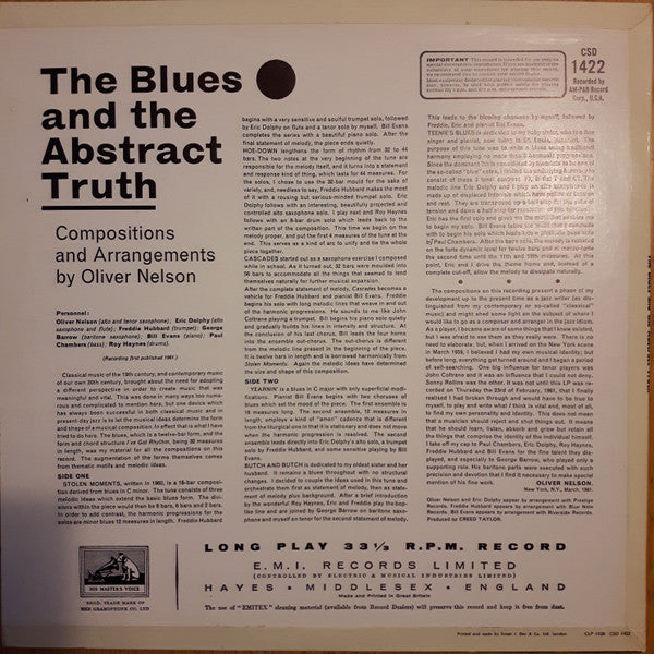 Oliver Nelson, Bill Evans, Eric Dolphy, Paul Chambers (3), Freddie Hubbard : The Blues And The Abstract Truth (LP, Album)