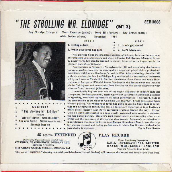 Roy Eldridge, The Oscar Peterson Trio : The Strolling Mr. Eldridge (No. 2) (7", EP)