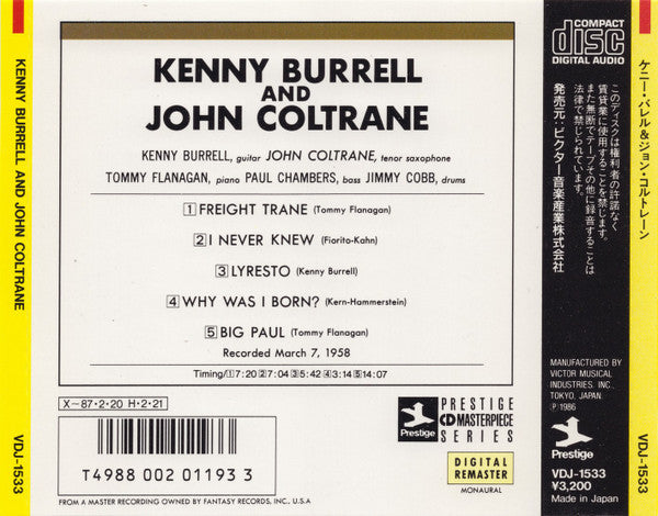 Kenny Burrell & John Coltrane : Kenny Burrell & John Coltrane (CD, Album, Mono, RE, RM)