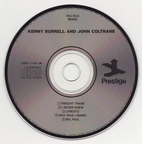 Kenny Burrell & John Coltrane : Kenny Burrell & John Coltrane (CD, Album, Mono, RE, RM)