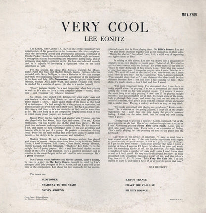 Lee Konitz : Very Cool (LP, Album, Mono)