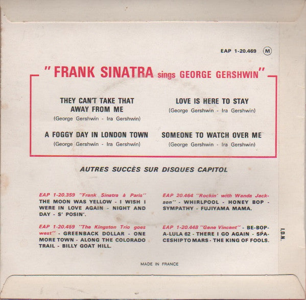 Frank Sinatra : Sings George Gershwin (7", EP)