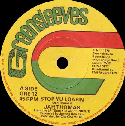 Jah Thomas : Stop Yu Loafin (7", Single)